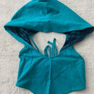 Teal Hooded Fire Safe Crop Top